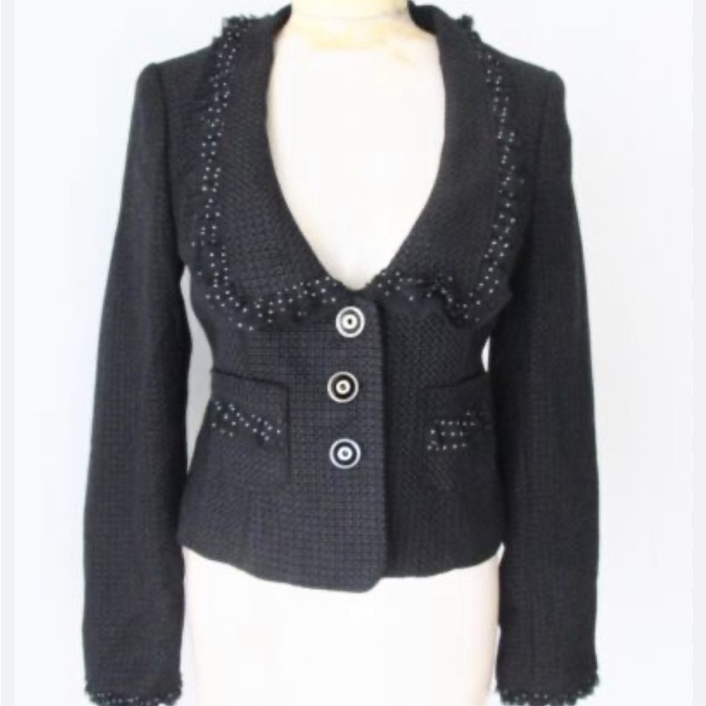 White House Black Market Black Tweed Style Jacket - Picture 1 of 8